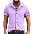 thumbnail image 2 of Short Sleeve Shirts for Men Button Up Casual Lightweight Pocket T Shirts Collared Vacation Beach Shirt Summer Tops, 3XL, 2 of 9