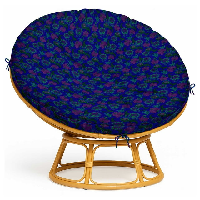 Vargottam Housse Imperméable pour Coussin de Papasan - Housse de Chaise Ronde de 55 Pouces avec 8 Attaches Sécurisées - Usage Extérieur/intérieur - Motif Floral