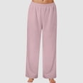 thumbnail image 2 of Mepaouo Women's Wide Leg Striped Pants Casual Drawstring Elastic Low Rise Pajama Pants(Pink,L), 2 of 7