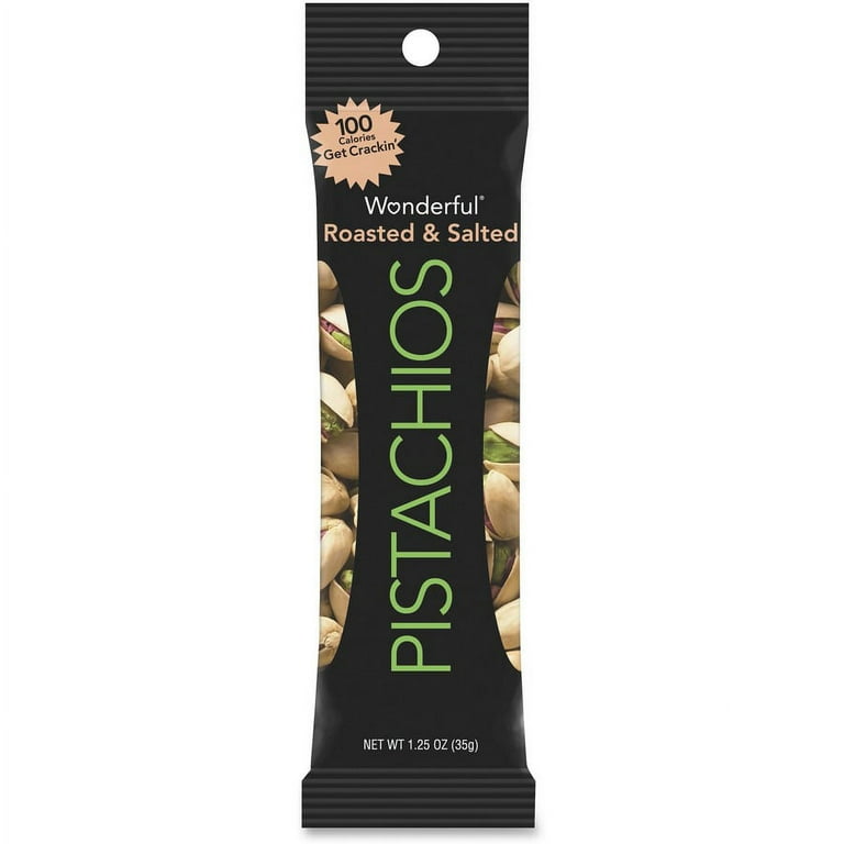 Wonderful Roasted & Salted Pistachios - Cholesterol-free - Pistachio - 1.25 oz - 12 / Box