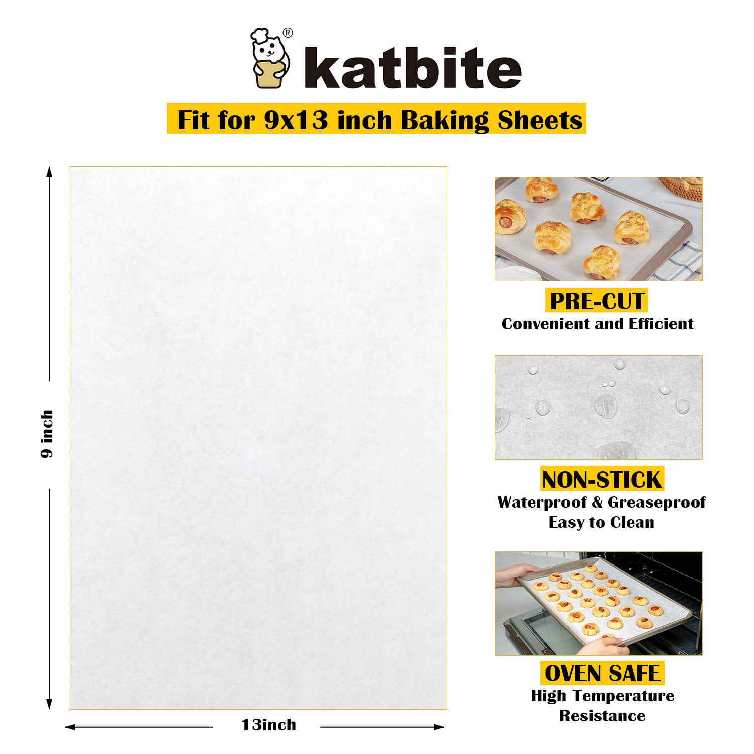Katbite 350Pcs 9x13 In Parchment Paper Sheets, Heavy Duty Unbleached Baking  Paper, Non-stick & Oil Proof for Oven, Air Fryer, Grilling, Steaming and