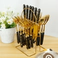 thumbnail image 3 of NUAHRHY 24Pcs Stainless Steel Cutlery Set with Marble Pattern Handles, Tableware Sets with Hanging Holder Flatware 6 Utensils Forks Knives Spoon Set with Organizer, 3 of 8
