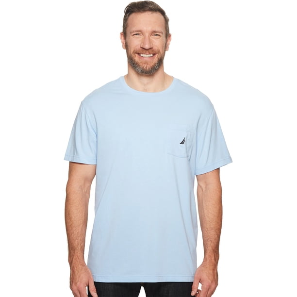 Camiseta Nautica para hombre, cuello redondo liso con bolsillo, color azul, talla S