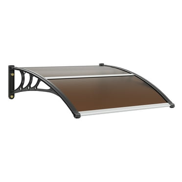 BENTISM Window Door Awning Canopy UV Rain Cover 38" x 40" PC Sheet Brown