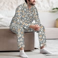 thumbnail image 7 of Naloa White Popcorn Men’s Pajamas Set - Long Sleeve Button Down Sleep Shirt and Pajama Bottoms Sleepwear Set-, 7 of 7
