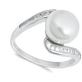 thumbnail image 4 of Clear CZ Simulated Pearl Retro Ring .925 Sterling Silver Band White Jewelry Female Size 7, 4 of 4