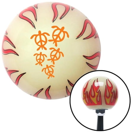 American Shifter Orange Peace Turtles Ivory Flame Shift Knob with M16 x 1.5 Insert Shifter Auto Brody