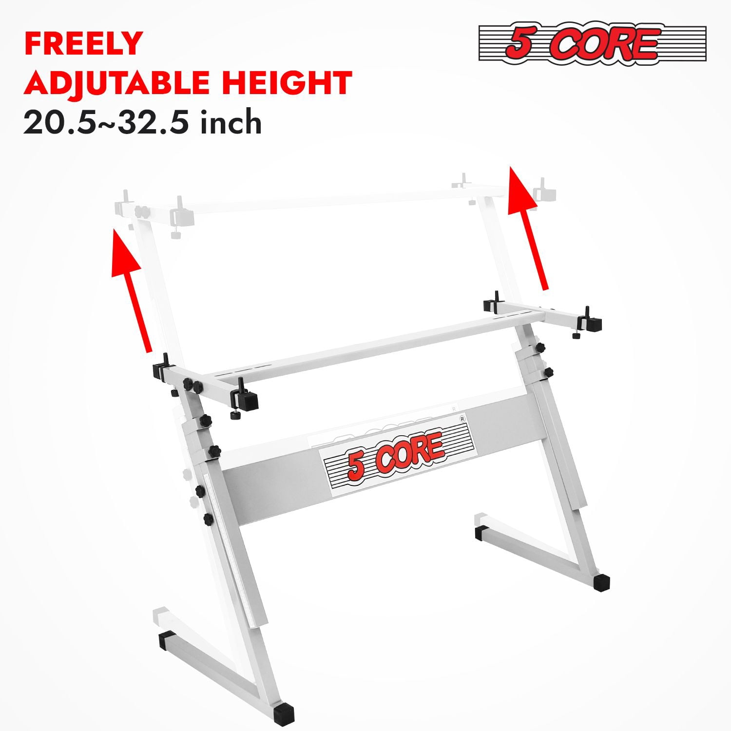 Keyboard Stand Z Style Adjustable Electric Piano Riser Foldable & Sturdy Lift Holder For 54 61 Keys Instruments Black - KS Z1 WH