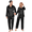Black, variant on Couples Matching Pajamas Silk Long Sleeve Sleepwear Satin Soft Button Down Loungewear Pjs Set