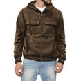 thumbnail image 4 of GigrtiJin Mens Vintage Cargo Sweatshirt Solid Color Multipocket Hooded Darwstring Zipper Long Sleeve Tunic Outdoor Casual Hoodies, 4 of 4