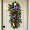 thumbnail image 1 of Corona patriótica para puerta principal del Día de la Independencia,hojas verdes artificiales,flores,21.65 x 11.81 pulgadas,corona floral para interior,exterior,pared,4 de julio,fiesta de, 1 of 7