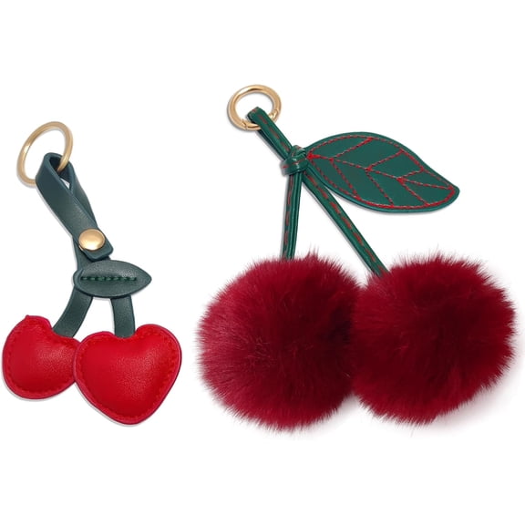 Cherry Bag Charms,Cute Purse Keychain,Key Chains Women Cute,Car keyrings leather handbags,Valentines Day Gifts