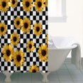 thumbnail image 4 of Black White Checker Sunflower Pattern Shower Curtain 36"x72" ,Bathroom Decorative Shower Curtains Set with 12 Hooks,Modern Waterproof Washable Shower Curtain, 4 of 6