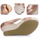 thumbnail image 4 of Open Toe Platform Linen Slide Wedge Sandals for Women Rose Gold US 6/UK 4/EU 36, 4 of 6