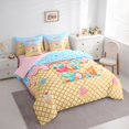 thumbnail image 2 of Manfei Cartoon Alphabet E Print 7-Piece King Bedding,Kawaii Ice Cream King Bed in a Bag,Yellow,Pink Reversible, 2 of 7