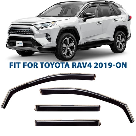CLIM ART in-Channel Incredibly Durable Rain Guards for Toyota RAV4 2019-2025, Original Window Deflectors, Vent Deflector, Vent Window Visors, Dark Smoke Car Accessories, 4pcs - 619152