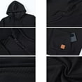 thumbnail image 4 of Dresfit Men's Pullover Hoodie Zip Up Waffle Sweatshirt Jacquard Plaid Drawstring Workout Jacket Long Sleeve Hooded Kangaroo Pocket Winter Coat Black XL, 4 of 4