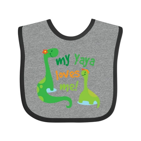 

Inktastic My Yaya Loves Me Grandson Dinosaur Gift Baby Boy Bib