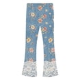 thumbnail image 5 of Auroural Pants for Girls 10-12 Flare Leg Kids Girls Cute Flower Lace Print Soft Elasticity Casual Flared Trousers Pants, 5 of 8