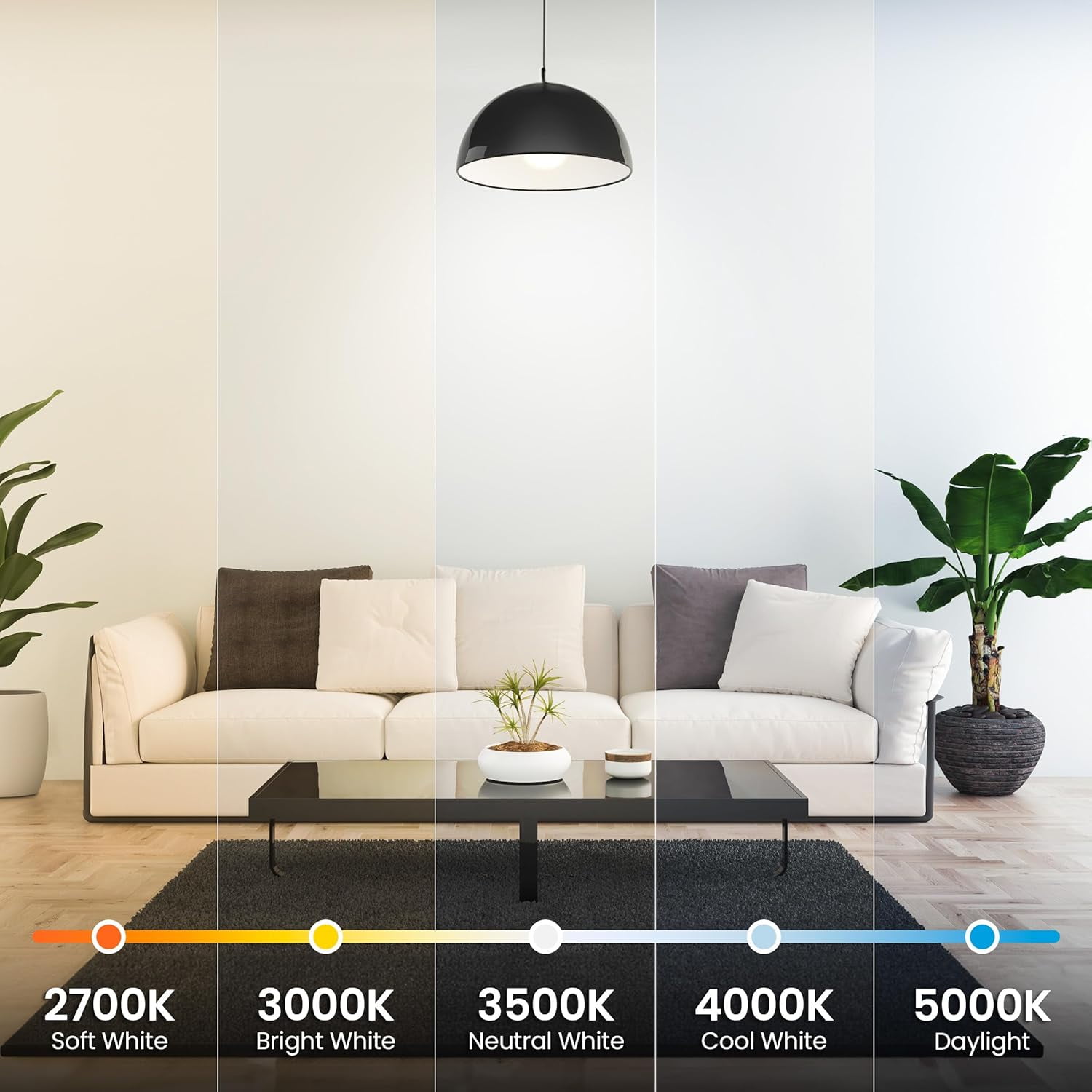A19 LED , 60W Replacement, Dimmable, Selectable Color Temperatures (2700K-5000K), 800 Lumens, neral Purpose s, 15,000-Hour Lifetime, OM60DM/5CCTCA/LED/ 10 Pack