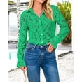 thumbnail image 2 of Blusa BTFBM de manga larga con encaje para mujer primavera 2025 verde, 2 of 9