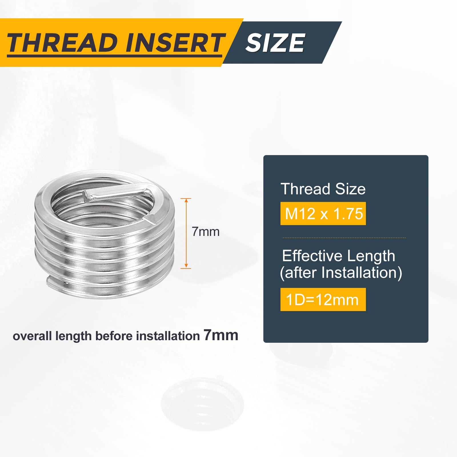 Uxcell 80pcs Wire Thread Inserts M12 x 1.75 x 1D Metric Helical Threaded Sleeve