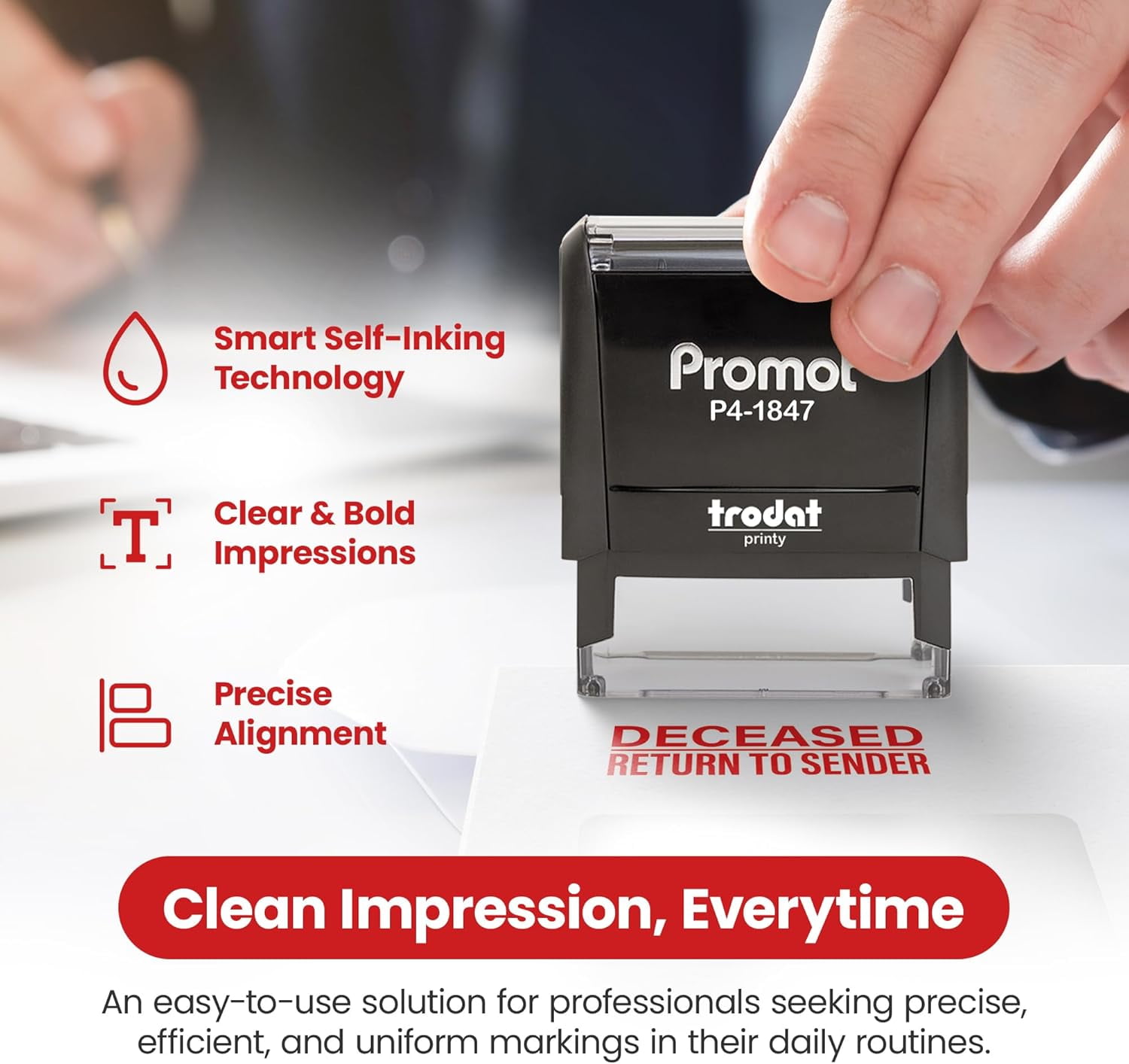 Promot Deceased Return to Sender - Self Inking Rubber Stamp
