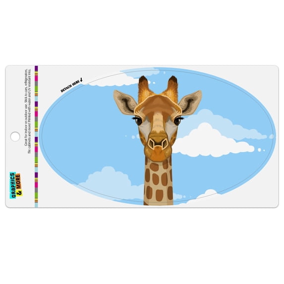 Cute Giraffe and Sky Zoo Animal Safari Automotive Car Refrigerator Locker Vinyl Euro Oval Magnet
