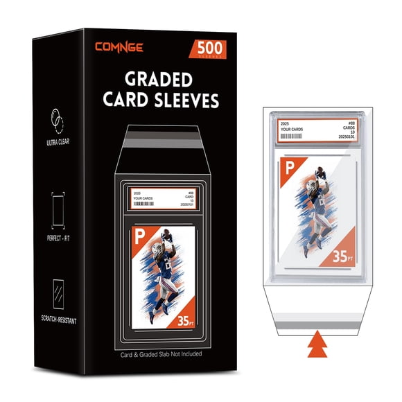 Fundas para cartas Comnge, 500 unidades, ajuste perfecto para PSA 35 pt, transparentes