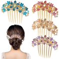 thumbnail image 1 of KuuGuu Peinetas florales con incrustaciones de diamantes de imitación y cristales, 4 piezas de accesorios para el cabello de novia para mujer, 1 of 5