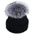 thumbnail image 1 of Bonnet Tricoté pour Femmes Hiver Doublé Polaire avec Faux Pompon, 1 of 6