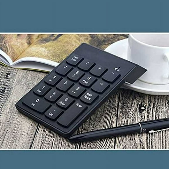 18 Keys Wireless USB Number Pad Keyboard with 2.4G Mini USB Numeric Receiver for Laptop Desktop PC Notebook,2 * 2.4G Wireless Numeric Keypad Black 2 * Wireless USB,Black
