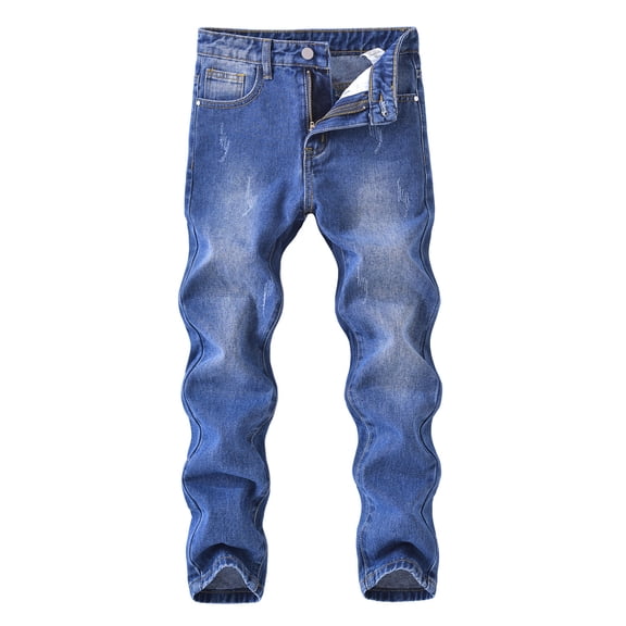 Quealent Boy's Skinny Fit Ripped Destroyed Distressed Fashion Denim Jeans Pants Blue for Size 7-8 Years