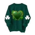 thumbnail image 2 of St. Patrick's Day Sweatshirt for Women Heart Clover Graphic Print Crewneck Long Sleeve Ribbed Cuffs Festive Holiday Party Fleece Clothes, 2 of 4