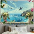 thumbnail image 2 of Shiartex  Balcony Seagull Tapestry, Holiday Scenery Ocean Blue Sky Tropical Island Landscape View Plant Scenery Wall Hanging Tapestry For Bedroom Living Room Decor 40x30inch, 2 of 6
