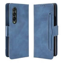 for Samsung Galaxy Z Fold 4 Case, Galaxy Z Fold 4 Wallet Case PU Leather Card Slot & Cash Side Pocket Shockproof Flip Phone Cover Compatible with Z Fold 4 5G (2022) , Blue