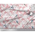 thumbnail image 3 of Soimoi Modal Satin Fabric Floral & Blue Tit Bird Fabric Prints by Yard 42 Inch Wide, 3 of 3