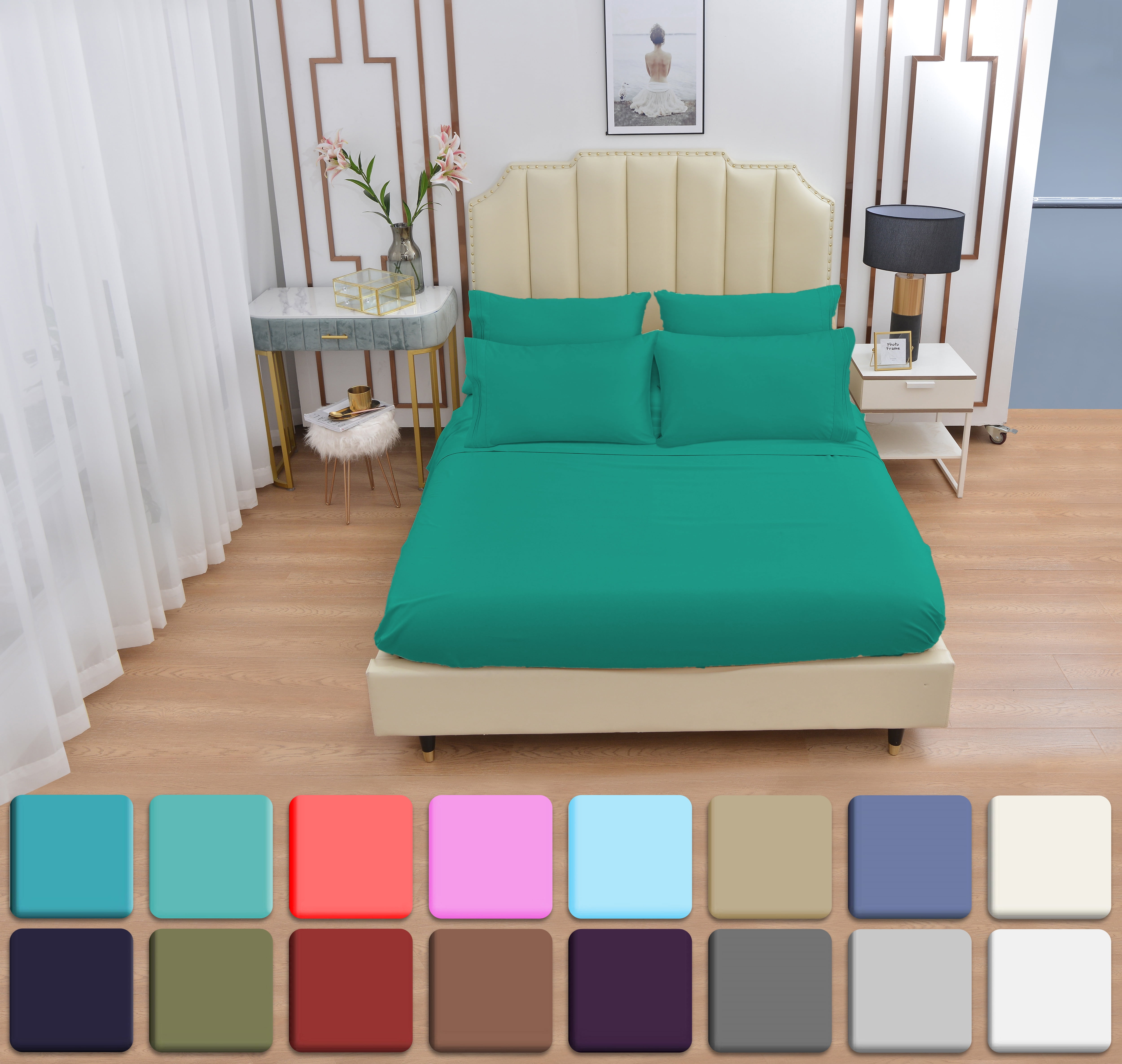 4 Piece Luxury Rayon Made From Bamboo Sheets SetSofter Than CottonUp