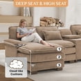 thumbnail image 4 of Wiilayok 133" U Shaped Cloud Couch Modular Sectional Couches for Living Room Fluffy Chenille Deep Seat Sofa Set with Double Chaise Lounge, Storage Central Console, Cup Holders, USB Port, Light Brown, 4 of 9