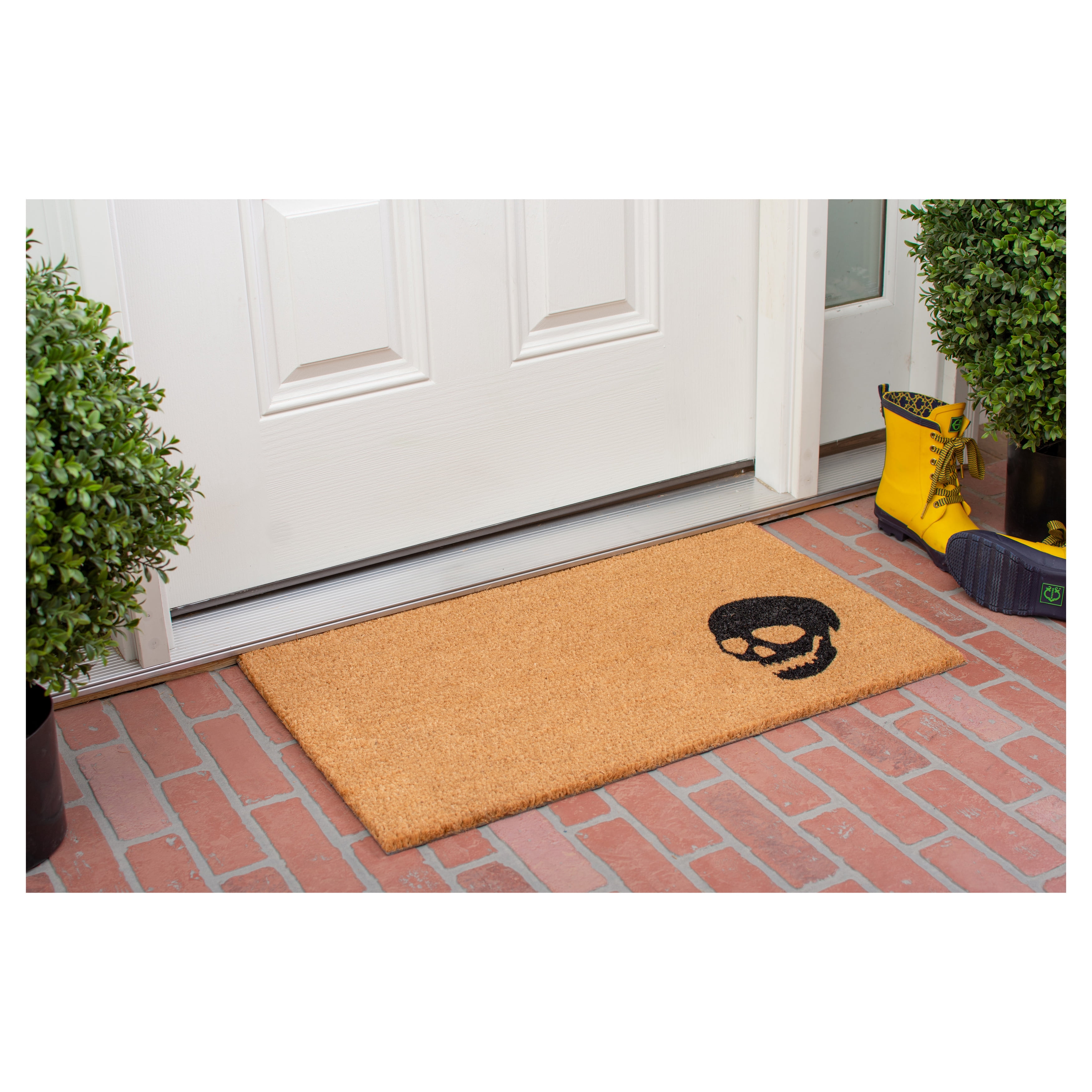 Calloway Mills 153592448 Black Skull Doormat, 24 x 48 in.