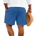 thumbnail image 4 of Casual Mens Linen Shorts with Drawstring Elastic Waist Shorts Lightweight Summer Beach Linen Shorts Flat Front Cotton Linen Wear with Pockets,Blue XL, 4 of 4