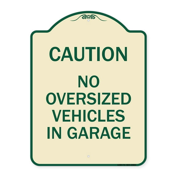 SignMission Designer Series Sign - No Oversized Vehicles in Garage | Tan & Green 18" x 24" Heavy-Gauge Aluminum Architectural Sign | Protect Your Business & Municipality | Made in the