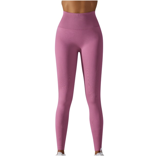 FAIWAD Womens Basic Yoga Leggings High Waist Ribbed Seamless Pants Slim Stretch Sports Workout Pants