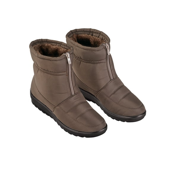 Collections Etc Cozy Plush Winter Boots with Front Zipper