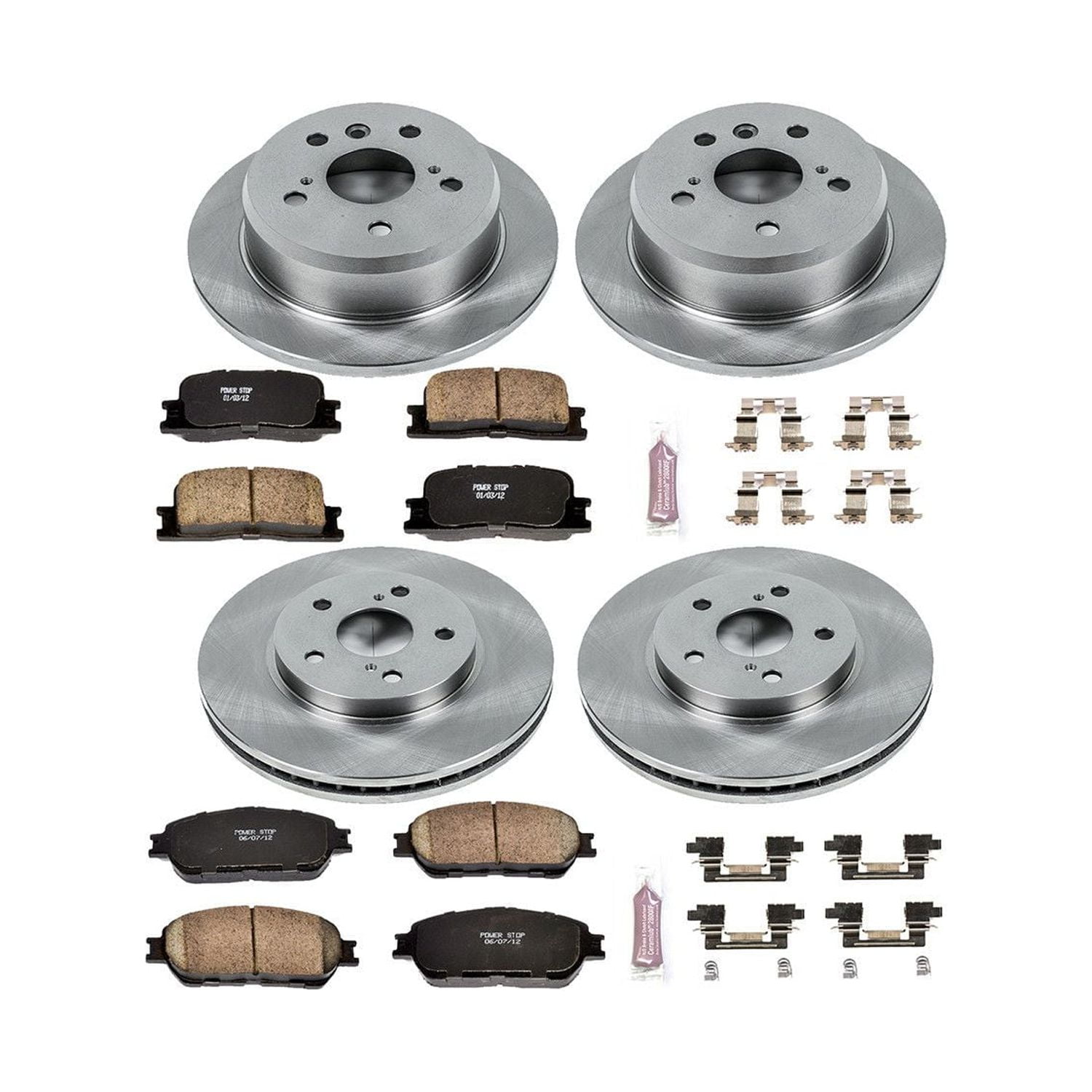 PowerStop Front and Rear Stock Replacement Brake Pad and Rotor Kit Fits: TOYOTA Select Models KOE2413