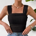 thumbnail image 6 of DuoJiaJ Womens Y2K Crop Top, Square Neck Sleeveless Solid Color Vest Black L, 6 of 7
