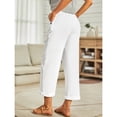 thumbnail image 5 of Nuoqisi Women's Spring Summer Elastic Waist Linen Casual Straight Leg Pants&nbsp;- Breathable Natural Fabric Trousers for Seasonal Wear, 5 of 5