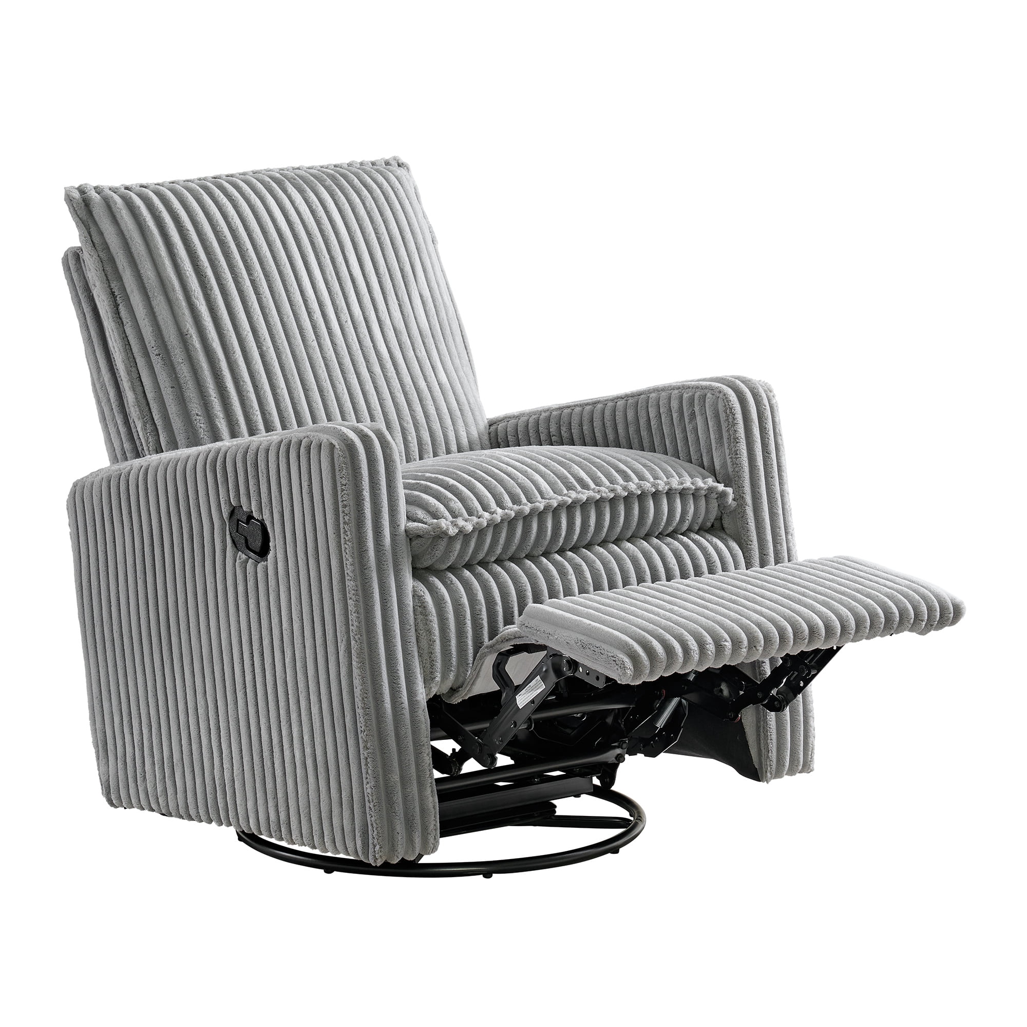 Soho Baby Coventry Upholstered Glider Recliner Rocking Chair 360° Swivel for Nursery and Living Room – Corduroy Ash Gray​