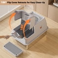 thumbnail image 1 of AKDSteel Stainless Steel Covered Litter Box, X Large Top Entry Metal Litter Box for Cats, Dog Proof Litter Boxes with Flip Cover, Removable Top and Litter Scooper, Easy to Clean, 1 of 7
