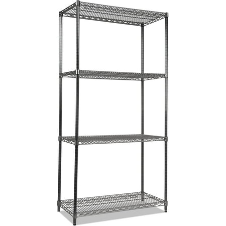 

U-Trust Wire Shelving Starter Kit Four-Shelf 36w x 18d x 72h Black Anthracite
